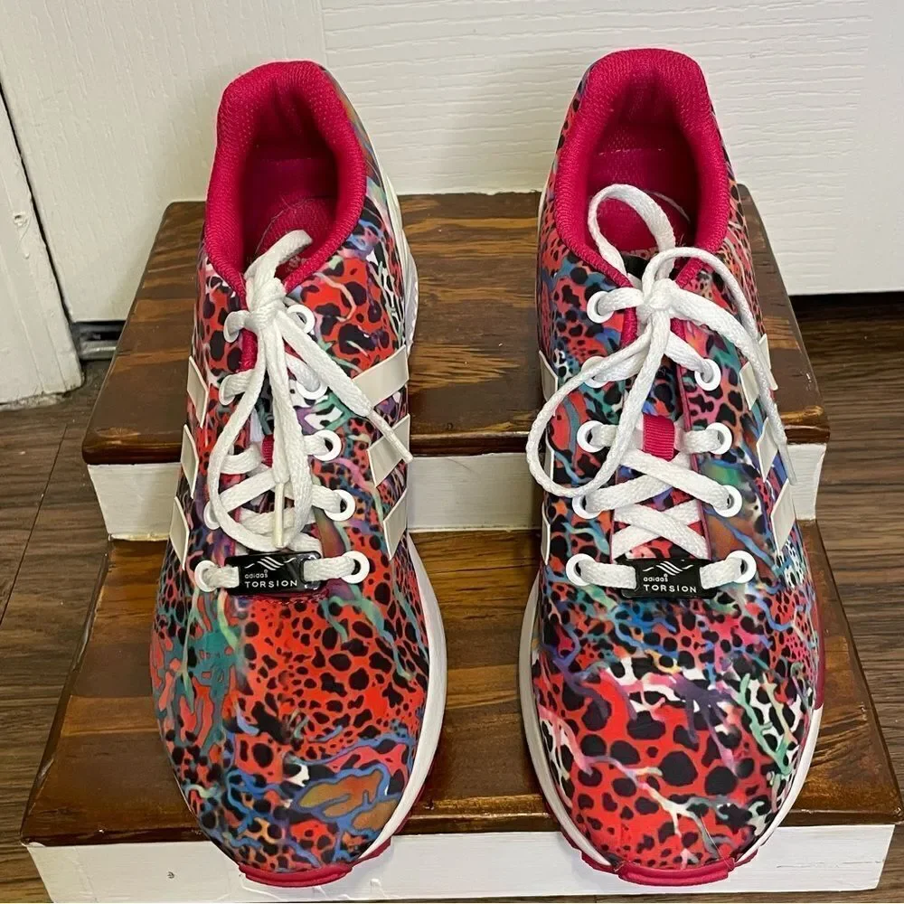 Adidas Men’s Torsion Zx Flux Pink Red White Black Multicolor Sneakers Shoes sz 6